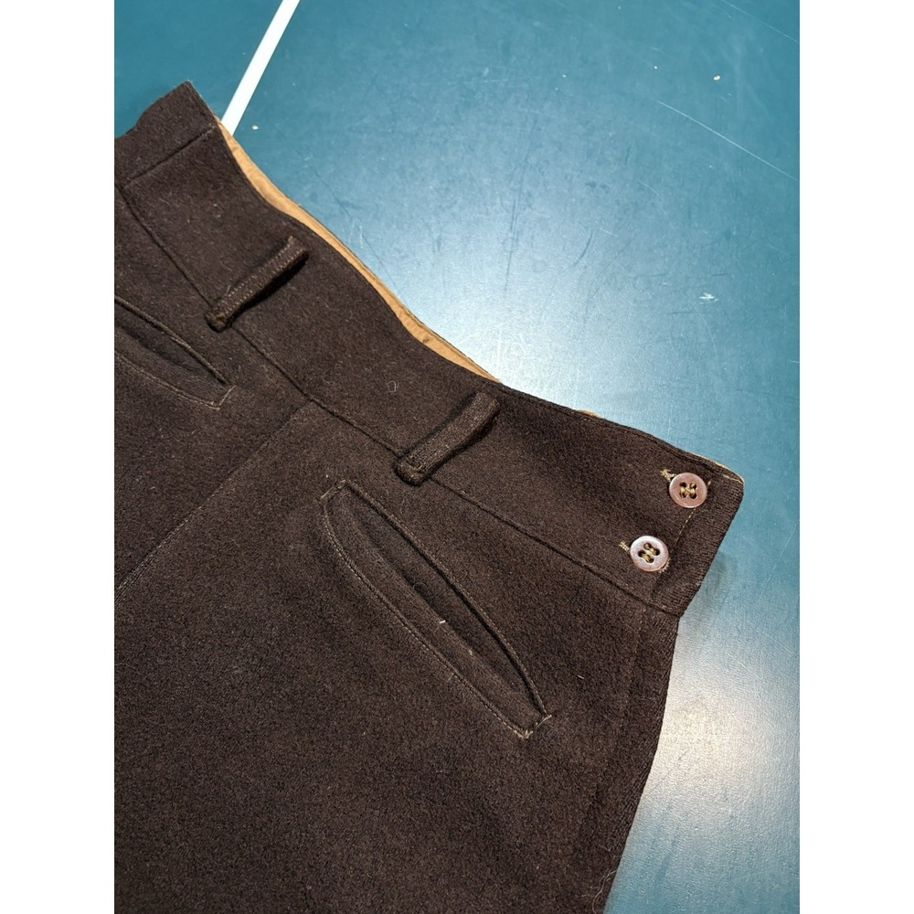 True Vintage 40s Wool Pants Size 28x28 Hunting Military Lined Talon Side Zipper - Picture 9 of 16